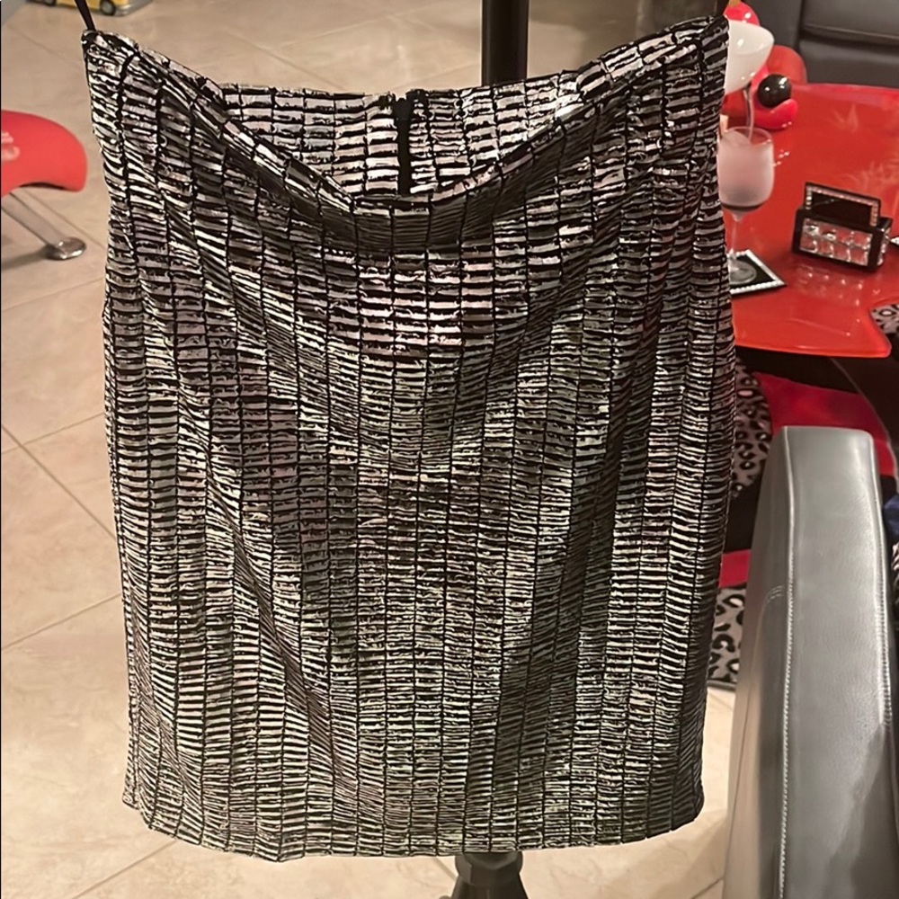 Jeanine sequin silver skirt